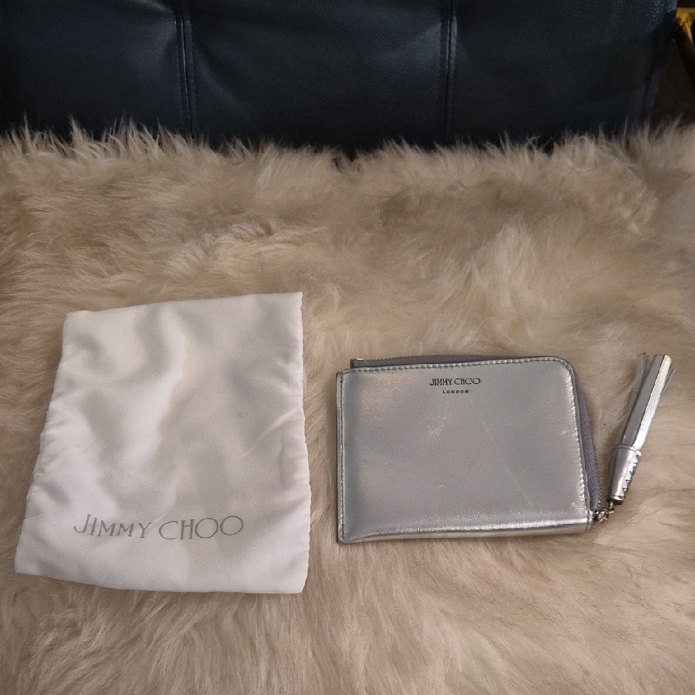 Jimmy Choo Silver Zippered Clutch